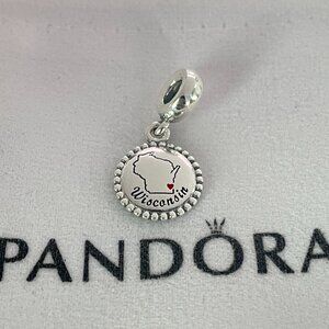 Pandora Wisconsin Map Exclusive Dangle Charm Travel Gift Pendant Wisconsin Heart
